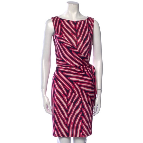 Diane Von Furstenberg Pink and Red Midi Dress - Picture 1 of 5